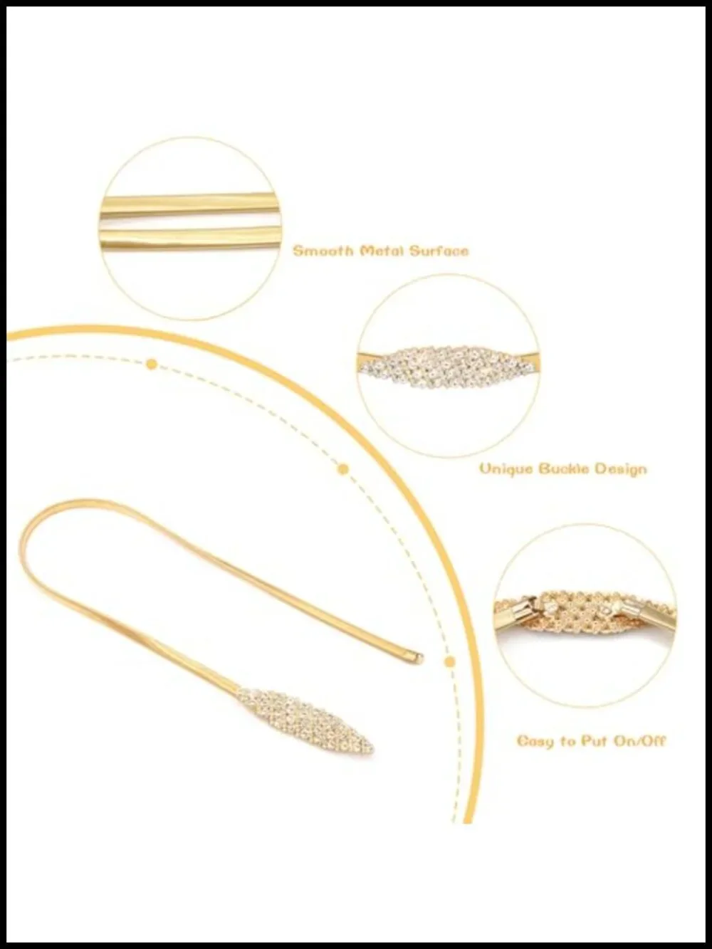 Elastic Metal Skinny Waist Belt Stretch Chain Belt for Dress